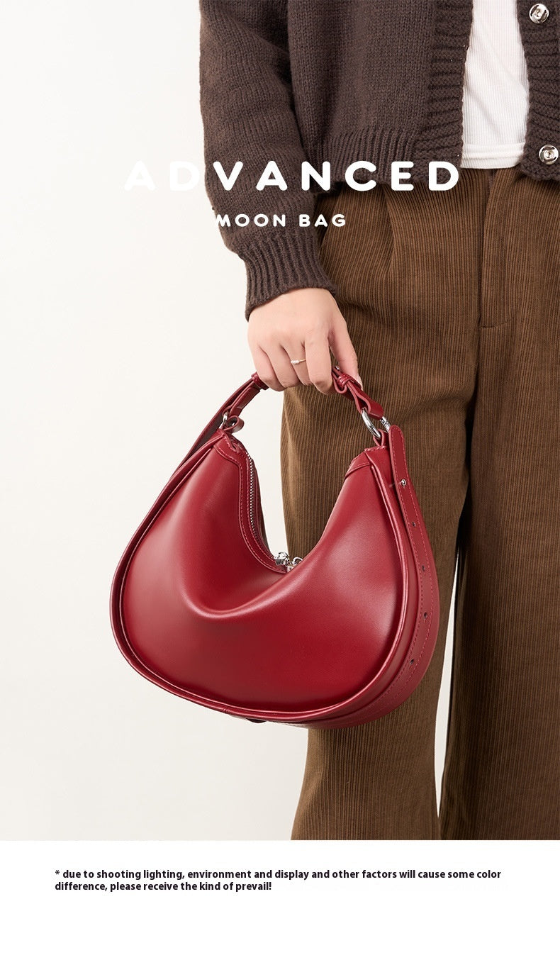 Genuine Leather Half Moon Bag Crescent Shoulder Crossbody Underarm Clutch Bag UK