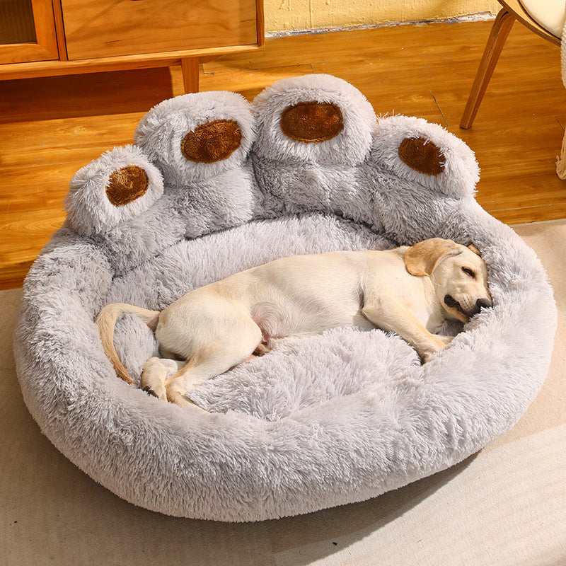 Dog Bed Cat Mat Round Large Pet House Long Plush Deep Sleeping
Warm Bear Paw Shape Super Soft Cushion Calm Beds - Best Nesting washable warm pets bedding