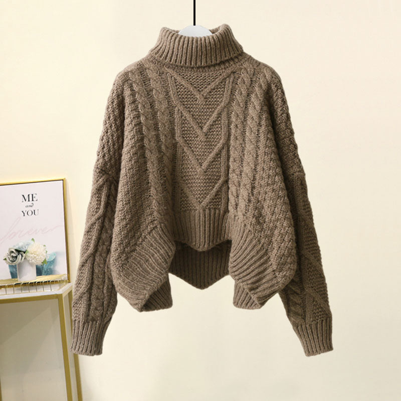 Women’s 2-Piece Turtleneck Knitted-Style Sweater & Wide Leg Pants Set – Chenille Blend Turtleneck Pullover Design Sensory Wide Leg Pants Suit set