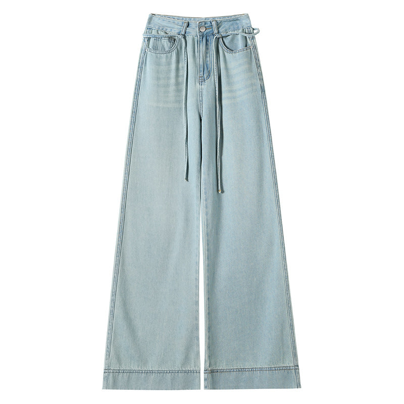 Women's Loose High Waist Moonlight Blue summer Wide Leg Trousers pants Jeans