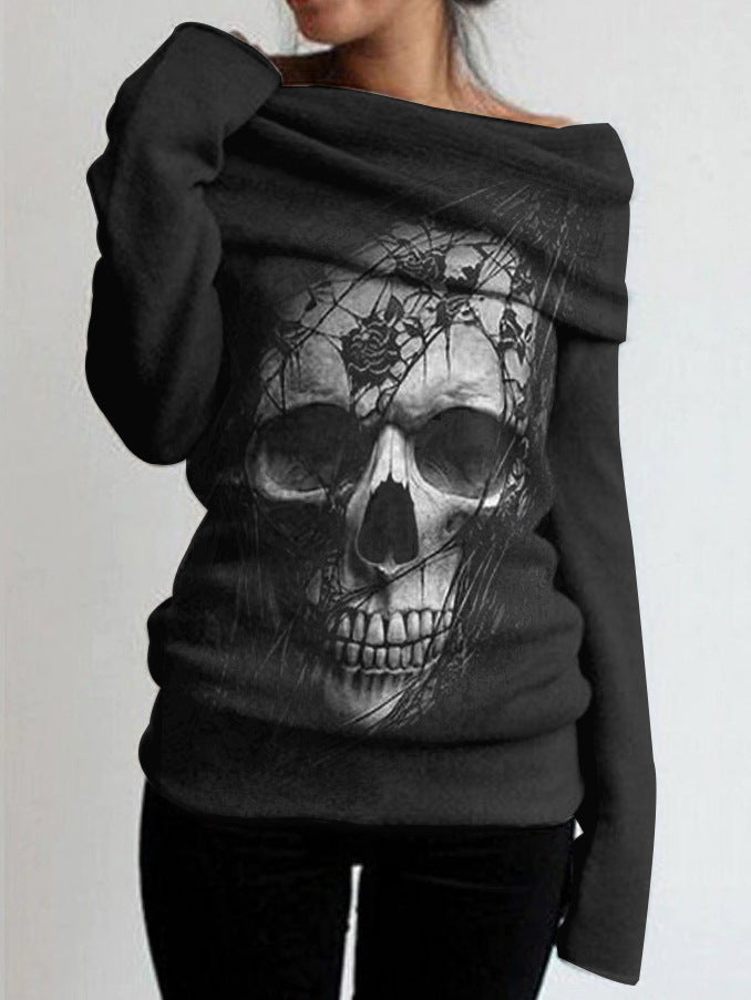 Women's Halloween Fashion Temperament Skull Top - jumper pullover top - winter spooky π» skull dress - all sizes available- sale ends soon - free uk delivery