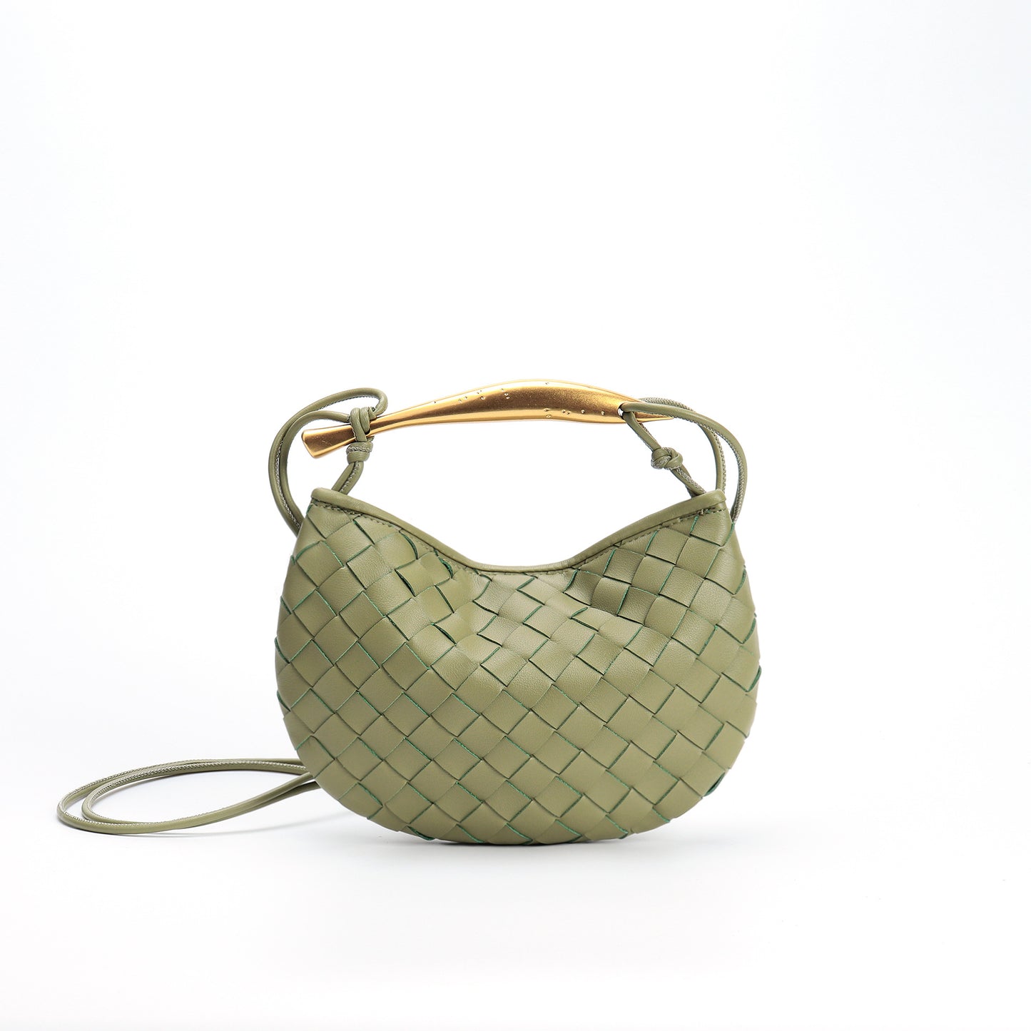 Woven Bag Fashion Cattlehide Leather Commuter Portable Shoulder Crossbody Bag