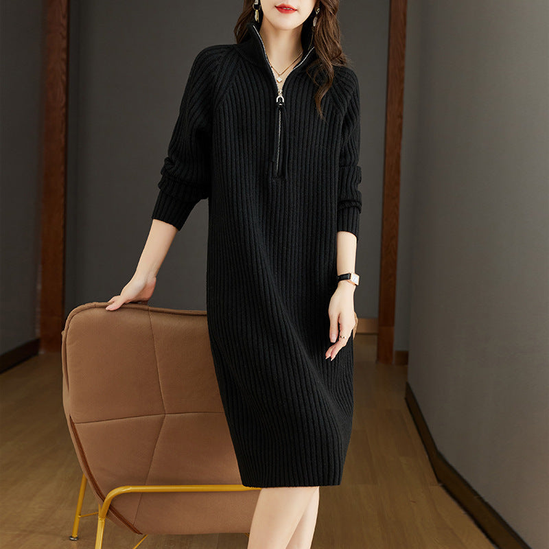 CHRISTMAS SALE π Women's Bedford Cord Sweater Dress Stand Collar Zipper Autumn & Winter Turtleneck Loose Knitted Sweater Dress- Free size / Free UK delivery : https://www.ebay.co.uk/itm/315526661610?mkcid=16&mkevt=1&mkrid=711-127632-2357-0&ssspo=WglvGyRx