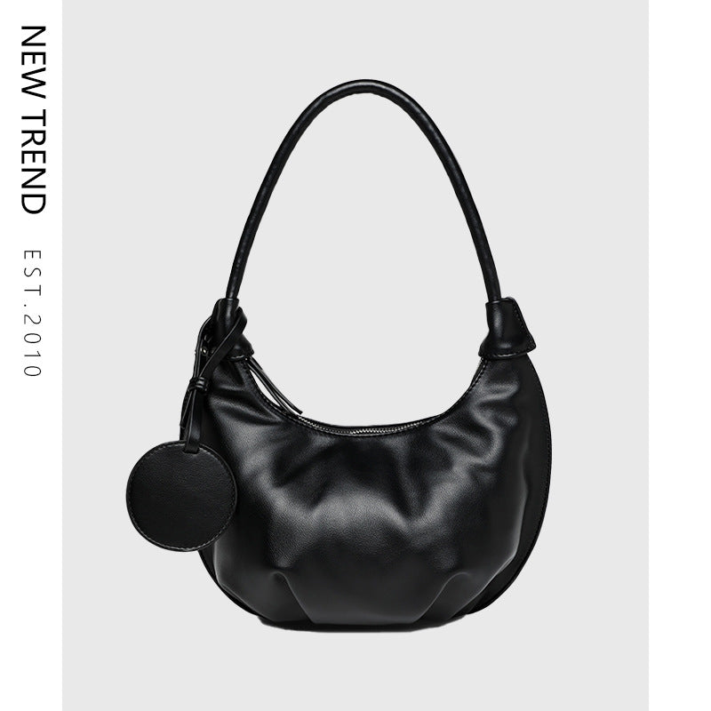 women's / Ladies Versatile Shoulder Dumpling Tote Clutch Leather Top Dress Bag Leisure Soft Leather Versatile Shoulder Dumpling Bag