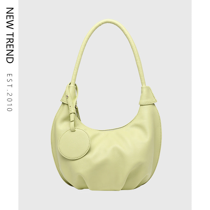 women's / Ladies Versatile Shoulder Dumpling Tote Clutch Leather Top Dress Bag Leisure Soft Leather Versatile Shoulder Dumpling Bag