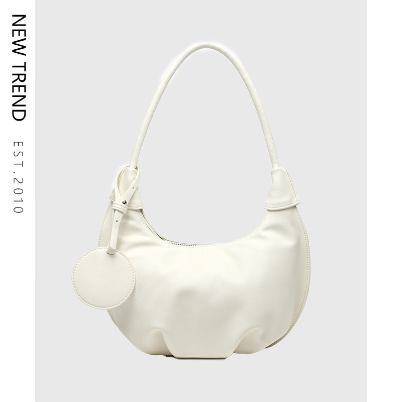 women's / Ladies Versatile Shoulder Dumpling Tote Clutch Leather Top Dress Bag Leisure Soft Leather Versatile Shoulder Dumpling Bag