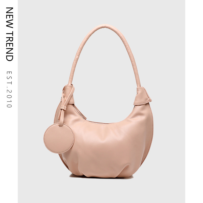 women's / Ladies Versatile Shoulder Dumpling Tote Clutch Leather Top Dress Bag Leisure Soft Leather Versatile Shoulder Dumpling Bag