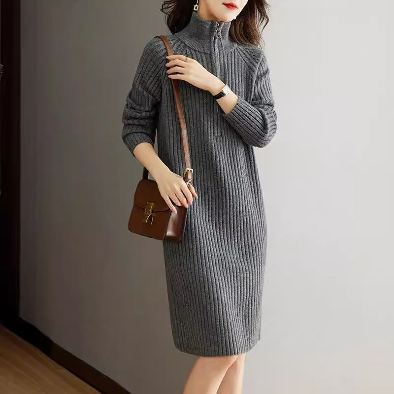 CHRISTMAS SALE π Women's Bedford Cord Sweater Dress Stand Collar Zipper Autumn & Winter Turtleneck Loose Knitted Sweater Dress- Free size / Free UK delivery : https://www.ebay.co.uk/itm/315526661610?mkcid=16&mkevt=1&mkrid=711-127632-2357-0&ssspo=WglvGyRx