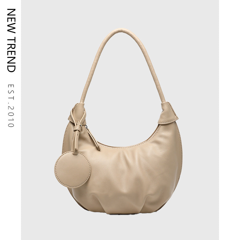 women's / Ladies Versatile Shoulder Dumpling Tote Clutch Leather Top Dress Bag Leisure Soft Leather Versatile Shoulder Dumpling Bag