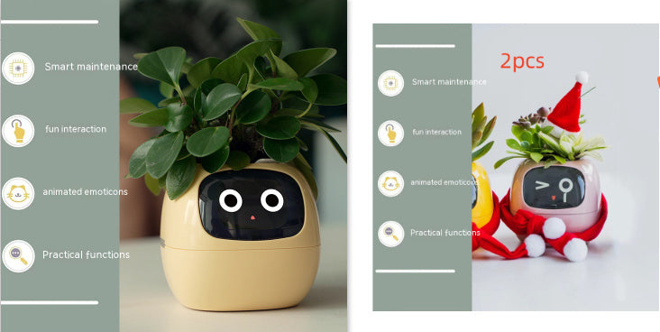 Smart Planter Endless Fun Over 49 Rich Expressions 7 Smart Sensors And AI Chips Make Raising Plants Easy And Fun - Can Work With Alexa - Desktop Pet , friend in lonely - Smart flower planter - It’s beautiful indeed
