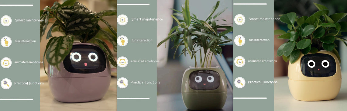Smart Planter Endless Fun Over 49 Rich Expressions 7 Smart Sensors And AI Chips Make Raising Plants Easy And Fun - Can Work With Alexa - Desktop Pet , friend in lonely - Smart flower planter - It’s beautiful indeed