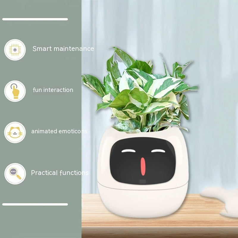 Smart Planter Endless Fun Over 49 Rich Expressions 7 Smart Sensors And AI Chips Make Raising Plants Easy And Fun - Can Work With Alexa - Desktop Pet , friend in lonely - Smart flower planter - It’s beautiful indeed