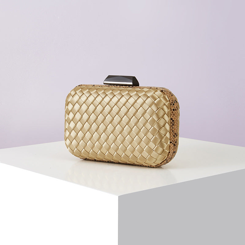 Women's Handmade ladies Knot clasp Intrecciato woven Leather Clutch Bag Knot crossbody Evening handbag purse crossbody bag