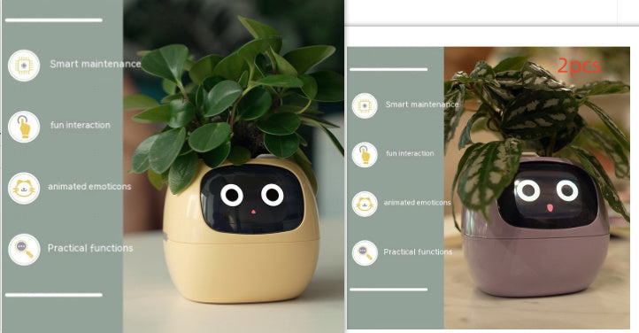 Smart Planter Endless Fun Over 49 Rich Expressions 7 Smart Sensors And AI Chips Make Raising Plants Easy And Fun - Can Work With Alexa - Desktop Pet , friend in lonely - Smart flower planter - It’s beautiful indeed