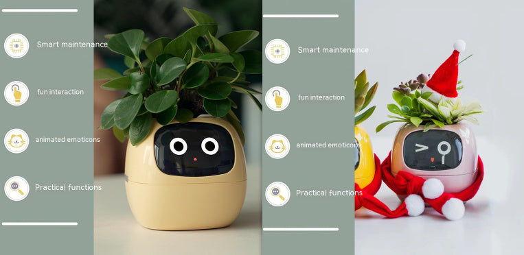 Smart Planter Endless Fun Over 49 Rich Expressions 7 Smart Sensors And AI Chips Make Raising Plants Easy And Fun - Can Work With Alexa - Desktop Pet , friend in lonely - Smart flower planter - It’s beautiful indeed