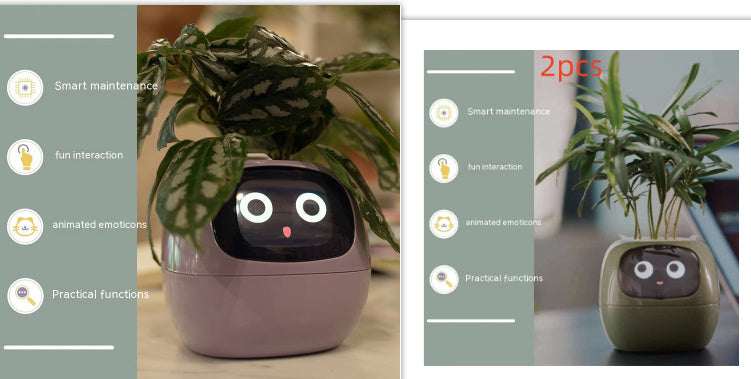 Smart Planter Endless Fun Over 49 Rich Expressions 7 Smart Sensors And AI Chips Make Raising Plants Easy And Fun - Can Work With Alexa - Desktop Pet , friend in lonely - Smart flower planter - It’s beautiful indeed