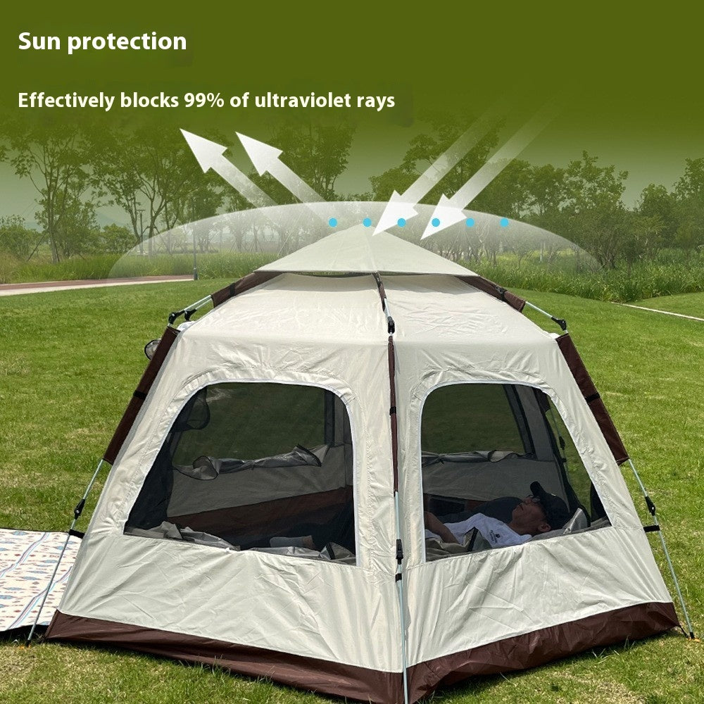 Hexagonal Oversized Outdoor Camping Up to 8 people instant Automatic Tent Windproof Waterproof Anti Mosquitos and UV Protection