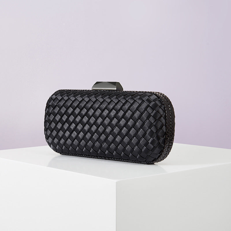 Women's Handmade ladies Knot clasp Intrecciato woven Leather Clutch Bag Knot crossbody Evening handbag purse crossbody bag