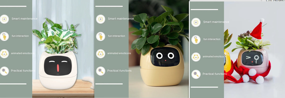Smart Planter Endless Fun Over 49 Rich Expressions 7 Smart Sensors And AI Chips Make Raising Plants Easy And Fun - Can Work With Alexa - Desktop Pet , friend in lonely - Smart flower planter - It’s beautiful indeed