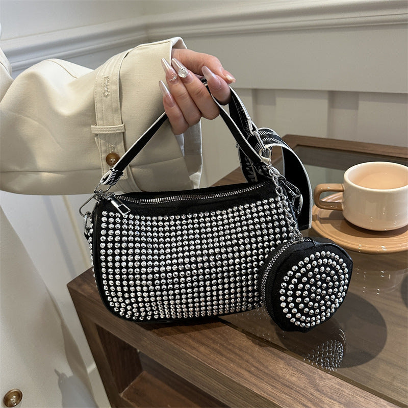 Luxury Designer Bags β€οΈπ Rhinestones Shoulder Bag With matching Small earphone coin Purse Fashion Party prom Underarm Crossbody shoulder Bag - clutch bag handbag tote crossbody bag