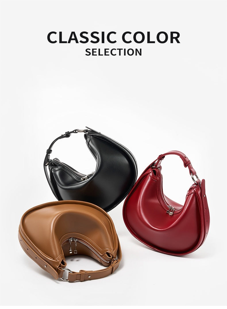 Genuine Leather Half Moon Bag Crescent Shoulder Crossbody Underarm Clutch Bag UK