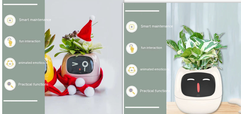 Smart Planter Endless Fun Over 49 Rich Expressions 7 Smart Sensors And AI Chips Make Raising Plants Easy And Fun - Can Work With Alexa - Desktop Pet , friend in lonely - Smart flower planter - It’s beautiful indeed