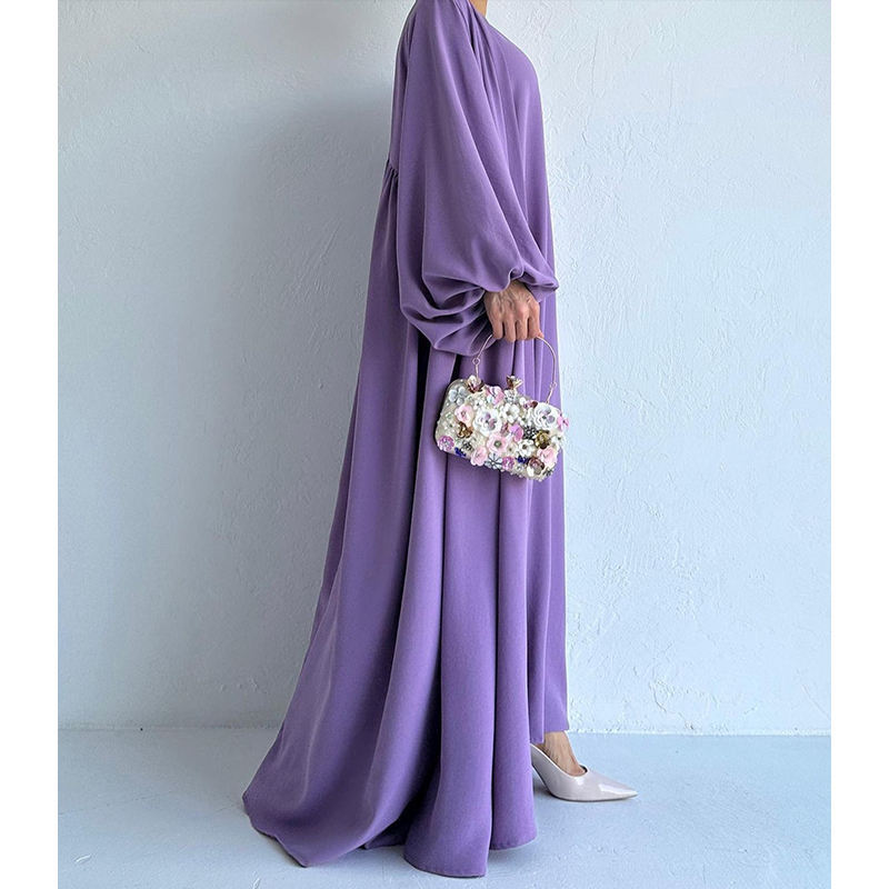 Women's Fashion Modest Muslim Dress Lace-up Waist-controlled Baggy Long dress with overcoat