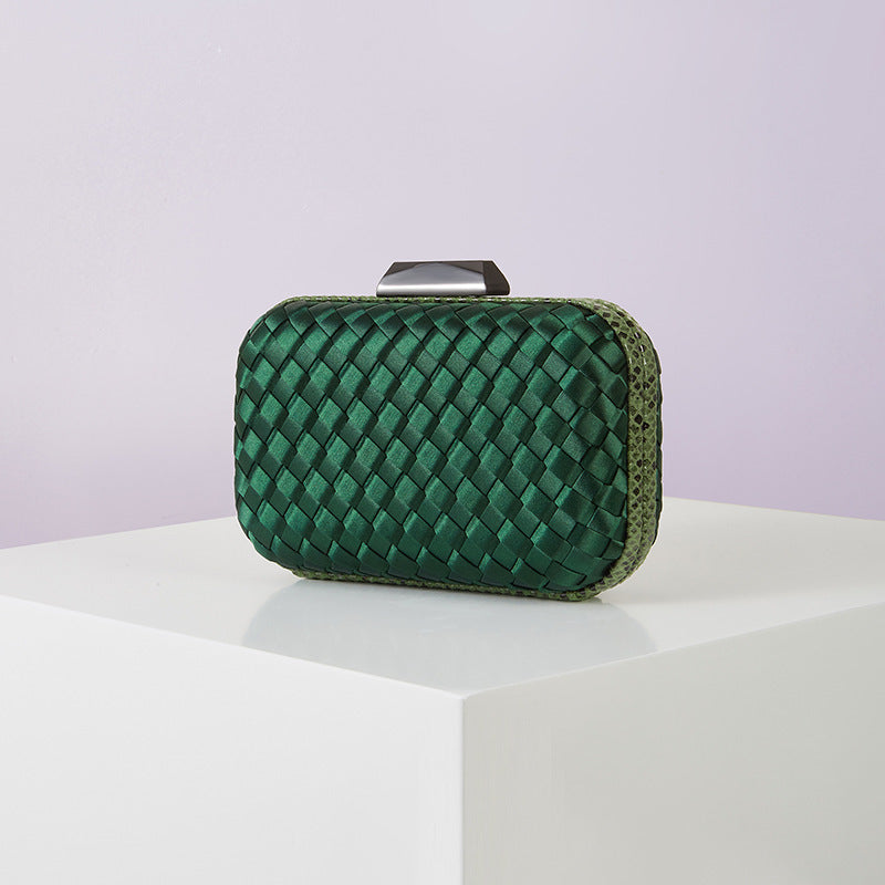 Women's Handmade ladies Knot clasp Intrecciato woven Leather Clutch Bag Knot crossbody Evening handbag purse crossbody bag