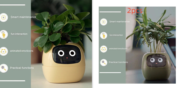 Smart Planter Endless Fun Over 49 Rich Expressions 7 Smart Sensors And AI Chips Make Raising Plants Easy And Fun - Can Work With Alexa - Desktop Pet , friend in lonely - Smart flower planter - It’s beautiful indeed