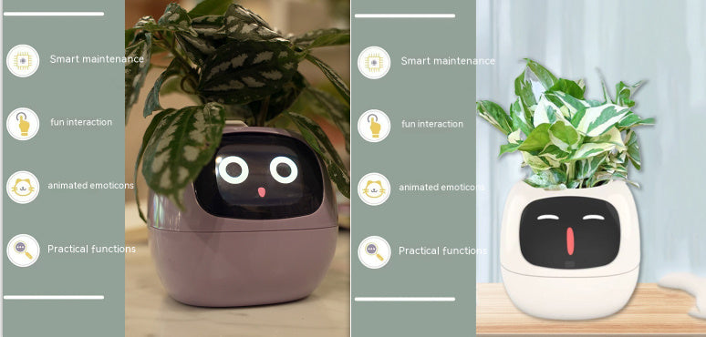 Smart Planter Endless Fun Over 49 Rich Expressions 7 Smart Sensors And AI Chips Make Raising Plants Easy And Fun - Can Work With Alexa - Desktop Pet , friend in lonely - Smart flower planter - It’s beautiful indeed