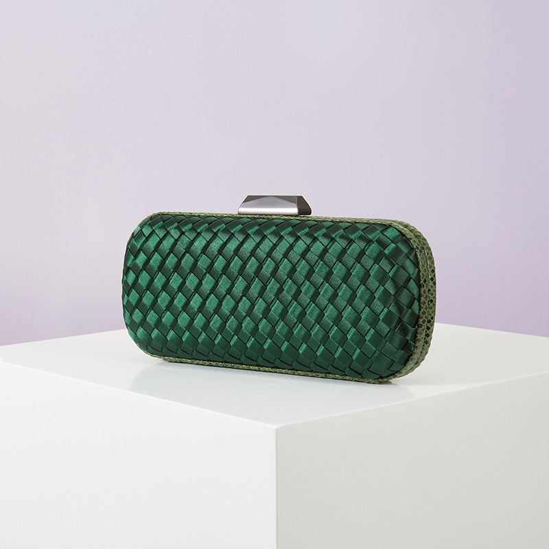 Women's Handmade ladies Knot clasp Intrecciato woven Leather Clutch Bag Knot crossbody Evening handbag purse crossbody bag