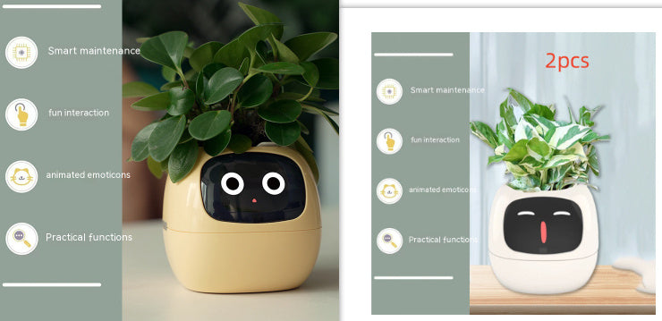 Smart Planter Endless Fun Over 49 Rich Expressions 7 Smart Sensors And AI Chips Make Raising Plants Easy And Fun - Can Work With Alexa - Desktop Pet , friend in lonely - Smart flower planter - It’s beautiful indeed