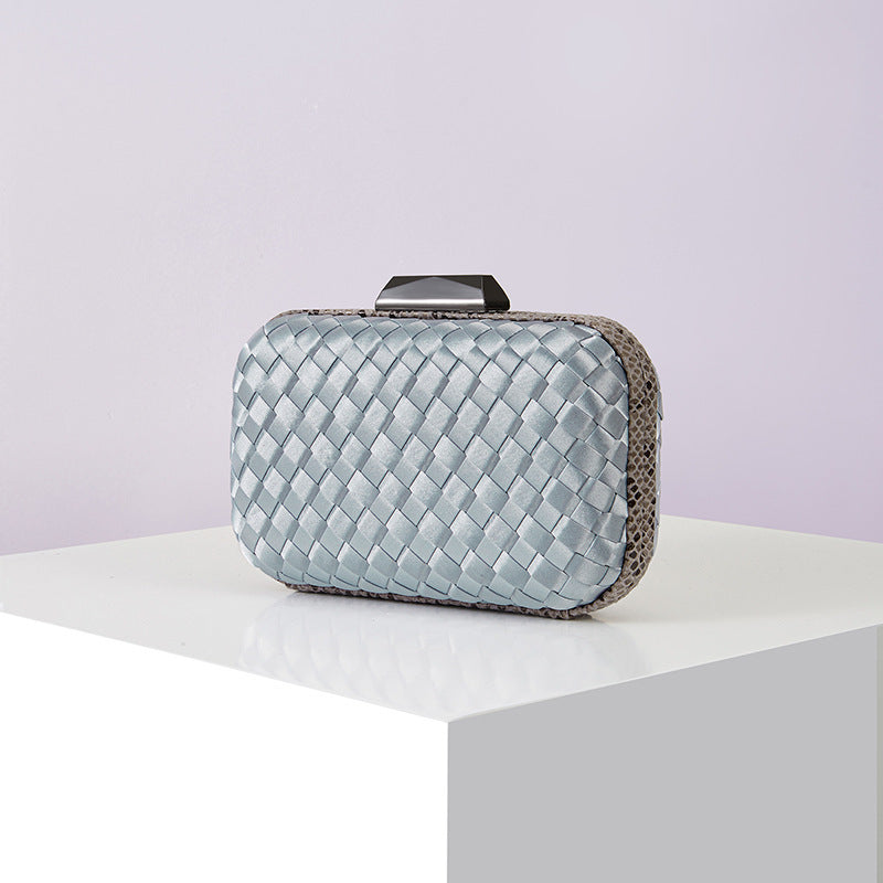 Women's Handmade ladies Knot clasp Intrecciato woven Leather Clutch Bag Knot crossbody Evening handbag purse crossbody bag