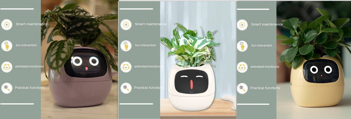 Smart Planter Endless Fun Over 49 Rich Expressions 7 Smart Sensors And AI Chips Make Raising Plants Easy And Fun - Can Work With Alexa - Desktop Pet , friend in lonely - Smart flower planter - It’s beautiful indeed