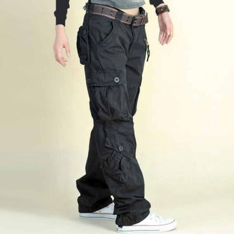 Ladies Cargo Hip Hop Trousers Pants Loosen Outdoor Military Pocket Retro Casual cargo style pants