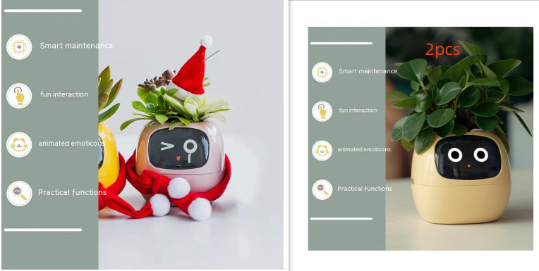Smart Planter Endless Fun Over 49 Rich Expressions 7 Smart Sensors And AI Chips Make Raising Plants Easy And Fun - Can Work With Alexa - Desktop Pet , friend in lonely - Smart flower planter - It’s beautiful indeed