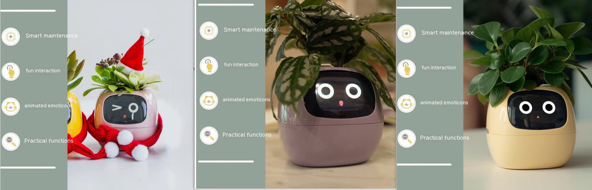 Smart Planter Endless Fun Over 49 Rich Expressions 7 Smart Sensors And AI Chips Make Raising Plants Easy And Fun - Can Work With Alexa - Desktop Pet , friend in lonely - Smart flower planter - It’s beautiful indeed
