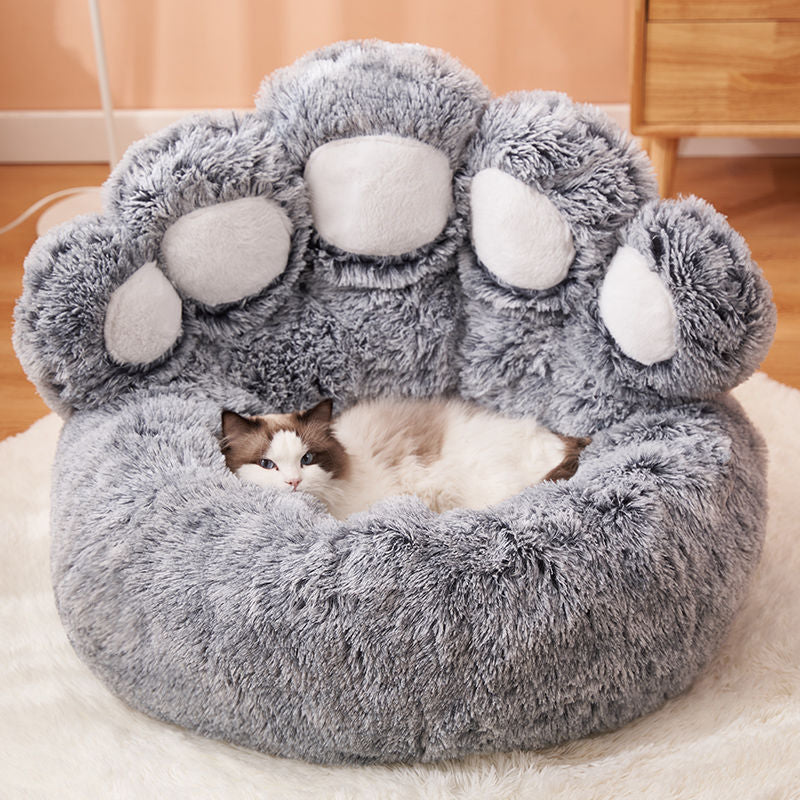 Dog Bed Cat Mat Round Large Pet House Long Plush Deep Sleeping
Warm Bear Paw Shape Super Soft Cushion Calm Beds - Best Nesting washable warm pets bedding