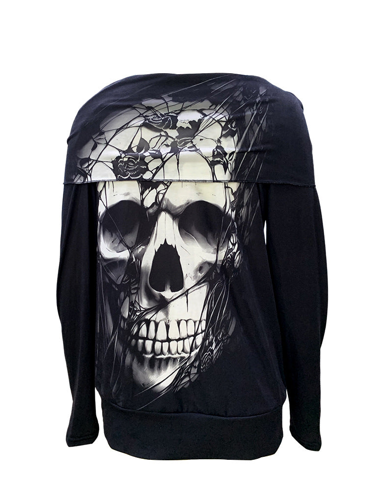 Women's Halloween Fashion Temperament Skull Top - jumper pullover top - winter spooky π» skull dress - all sizes available- sale ends soon - free uk delivery