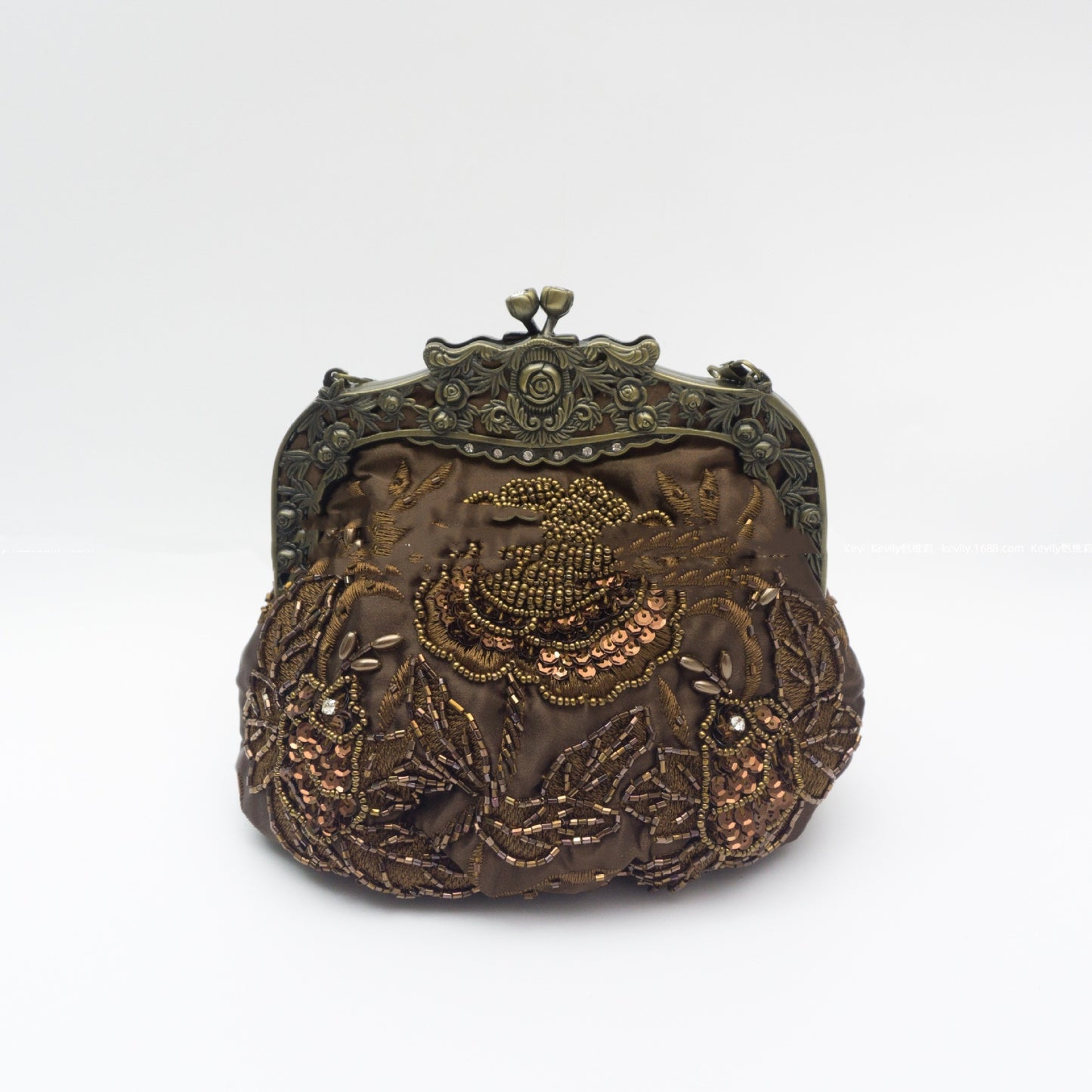 Stunning π Vintage Traditional Bridal Rose satin Silk Embroidered Beads & Sequins Dinner Formal prom wedding clutch Bag handbag Purse - Free UK USA deliveries π available π―