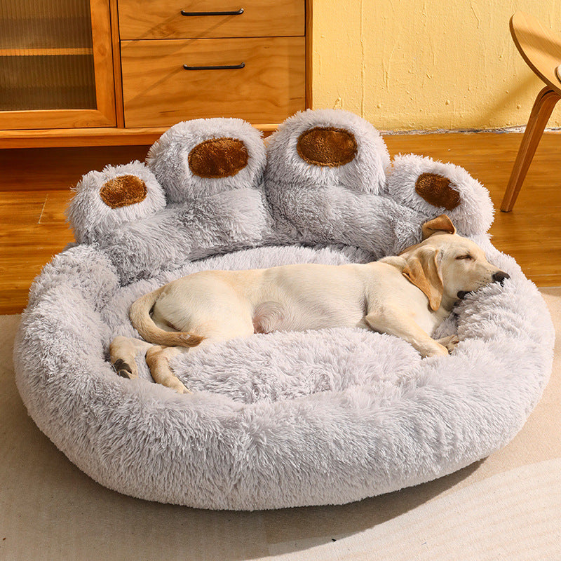 Dog Bed Cat Mat Round Large Pet House Long Plush Deep Sleeping
Warm Bear Paw Shape Super Soft Cushion Calm Beds - Best Nesting washable warm pets bedding