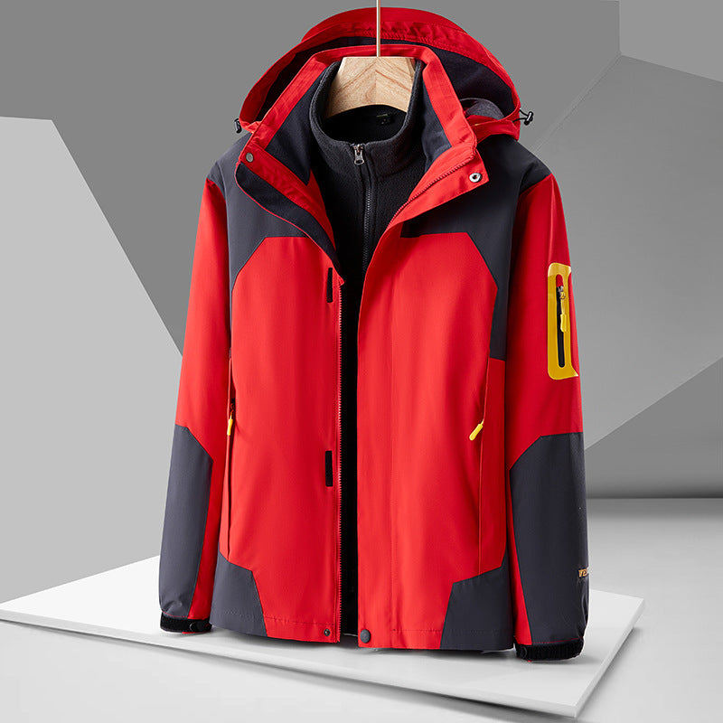 Men’s & Women’s 3-in-1 Waterproof Windproof Outdoor Jacket – Detachable Fleece Liner Ski Hiking All-Season Shell Coat