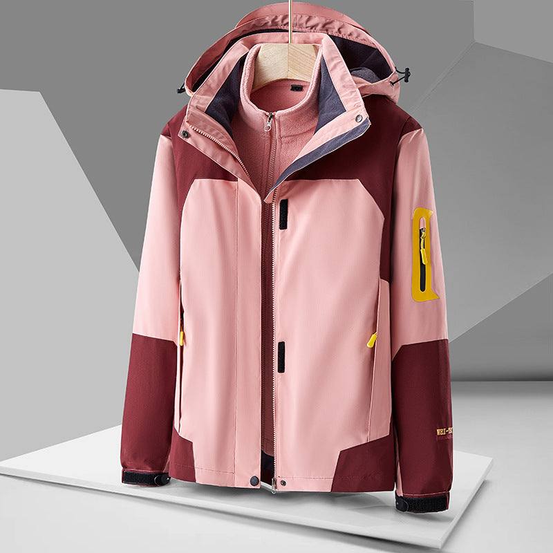 Men’s & Women’s 3-in-1 Waterproof Windproof Outdoor Jacket – Detachable Fleece Liner Ski Hiking All-Season Shell Coat