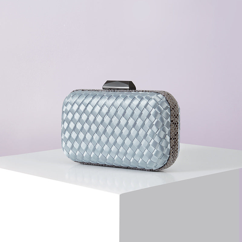 Women's Handmade ladies Knot clasp Intrecciato woven Leather Clutch Bag Knot crossbody Evening handbag purse crossbody bag