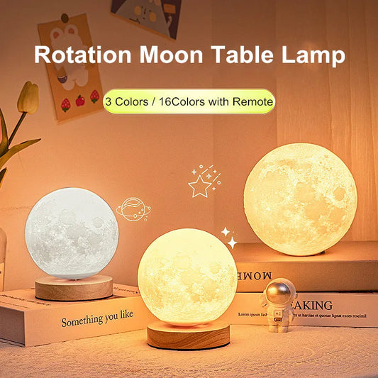 Creative 3D Magnetic Floating Levitating Moon Lamp Touch Control 3 Color Moon Light Lunar Night Light For Home Office Room Decor - Magnetic Levitating Galaxy Star Lamp 3D Floating Moon Creative Home Office DIY