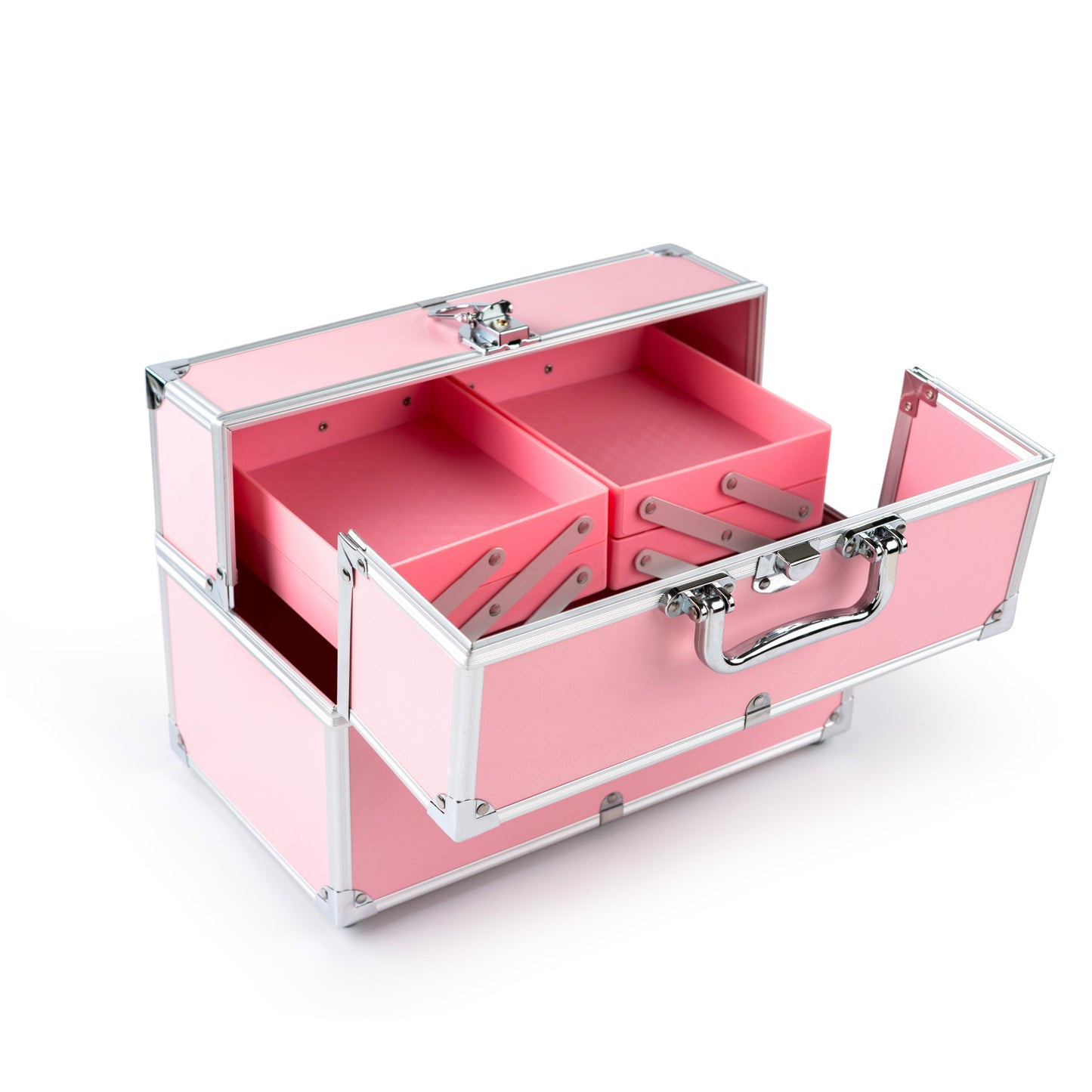 Make Up Specialist Cosmetic Case box Three-layer Large Capacity vanity box with aluminium sturdy finishing - Makeup organiser - Cosmetics box organiser set - UK USA Free delivery