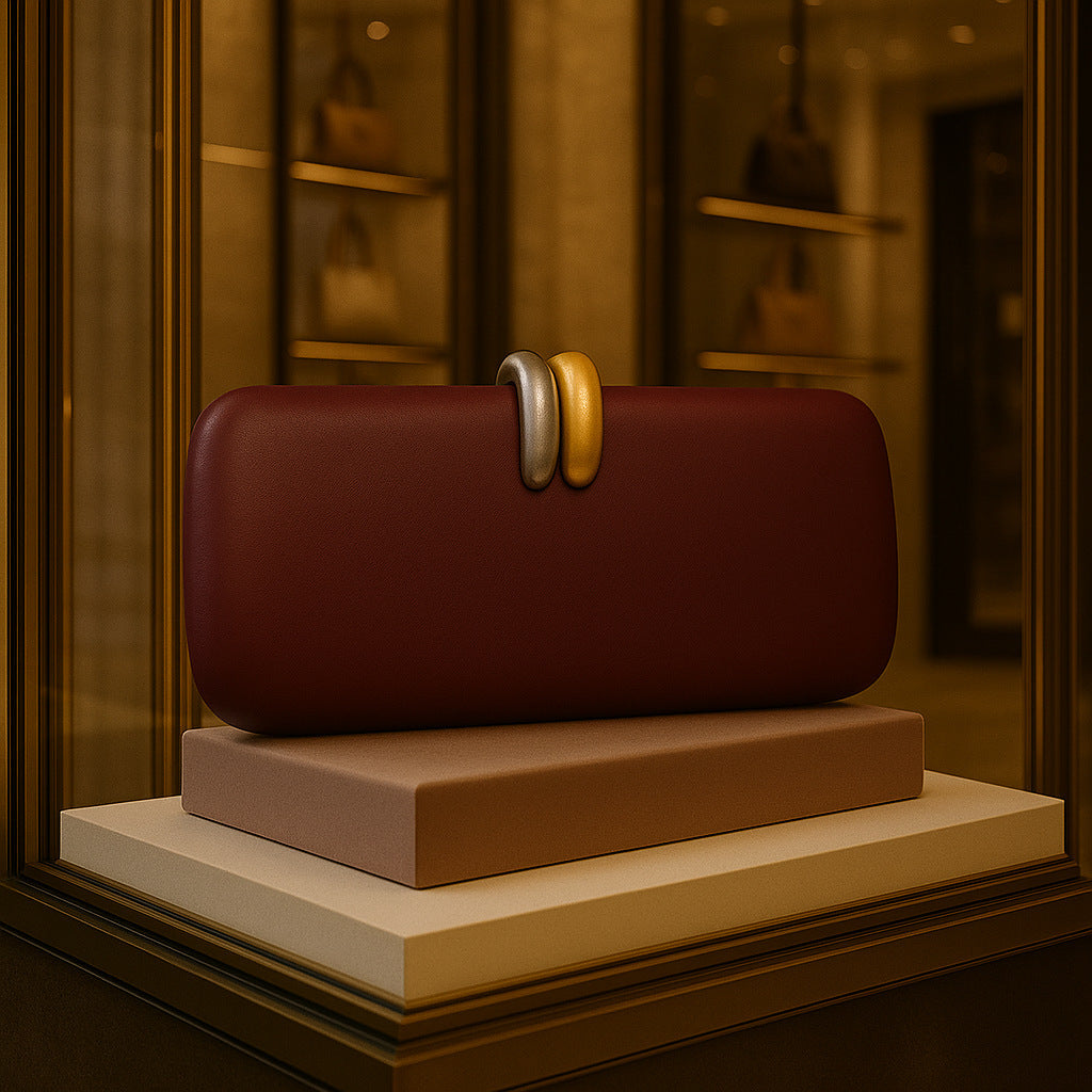 Women’s Evening Clutch Bag Crossbody Shoulder Dinner Handbag | Premium PU Leather | Party Wedding Formal Bag | Retro Oval Chain Purse