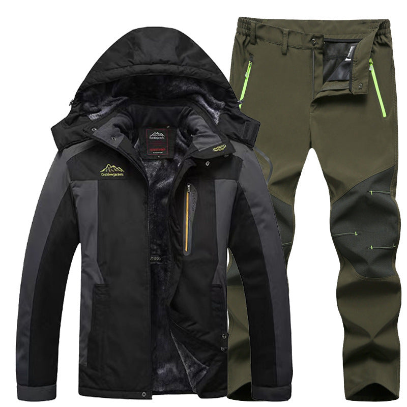 Mens Outdoor Tactical Combat Jacket Pant Set Windproof Waterproof Winter Warm Hiking Camping Gear