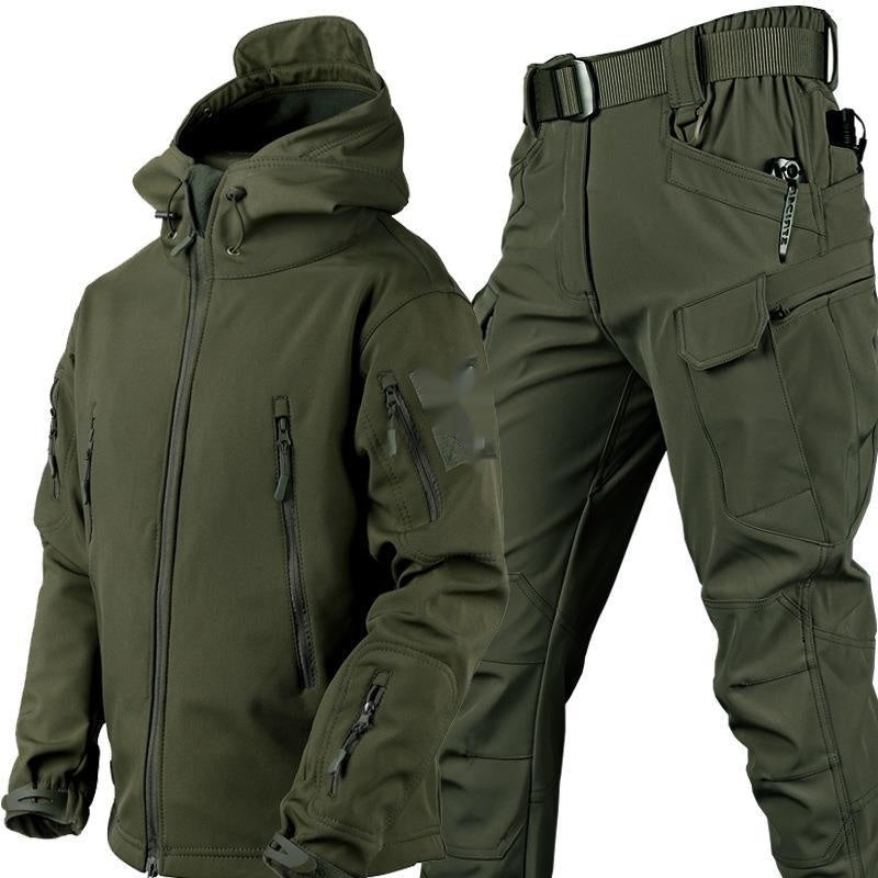 Men’s / Women’s Tactical Outdoor Winter Jacket & Pants Set , Men's Outdoor Windproof Waterproof Tracksuit /JACKET PANTS BELT - UK Shark Skin Thermal Special Forces Camouflage Tactical Winter Suit  Men's Outdoor Windproof Waterproof coat Multi-Pocket pants