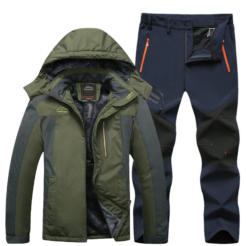 Mens Outdoor Tactical Combat Jacket Pant Set Windproof Waterproof Winter Warm Hiking Camping Gear